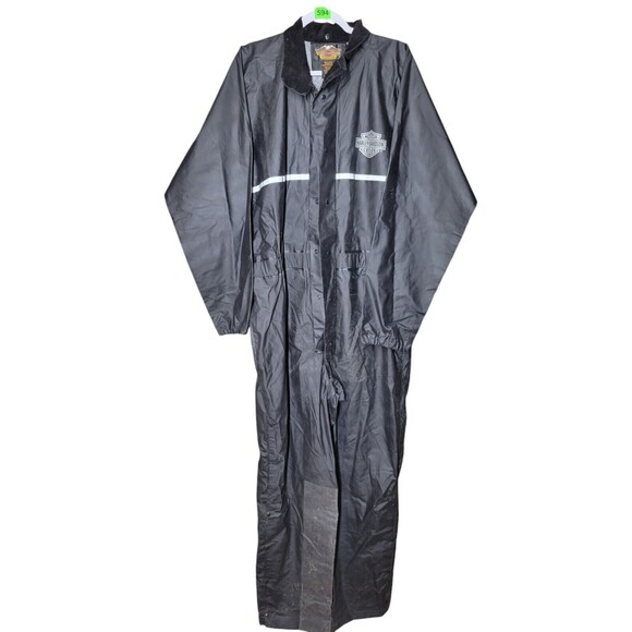 Harley-Davidson Other - Harley Davidson Men's SZ L Rain Coverall PVC Motorcycle Boiler Suit Black Zip
